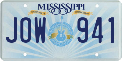 MS license plate JOW941