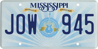 MS license plate JOW945