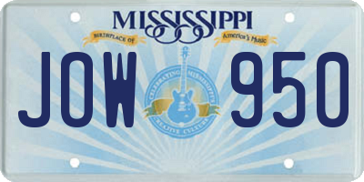 MS license plate JOW950