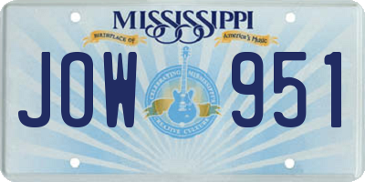 MS license plate JOW951