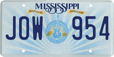 MS license plate JOW954