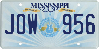 MS license plate JOW956