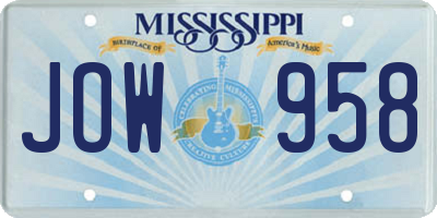 MS license plate JOW958