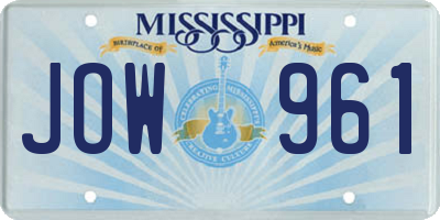 MS license plate JOW961