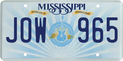 MS license plate JOW965