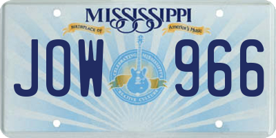 MS license plate JOW966