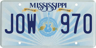 MS license plate JOW970