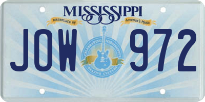 MS license plate JOW972