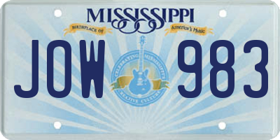 MS license plate JOW983