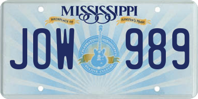 MS license plate JOW989