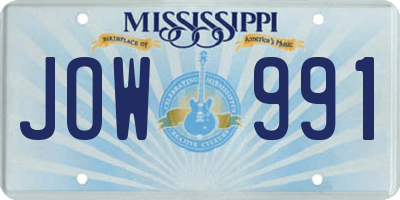 MS license plate JOW991