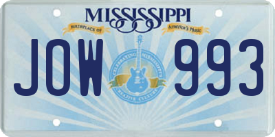 MS license plate JOW993