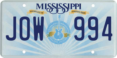 MS license plate JOW994