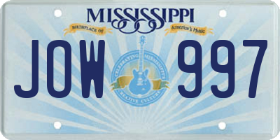 MS license plate JOW997