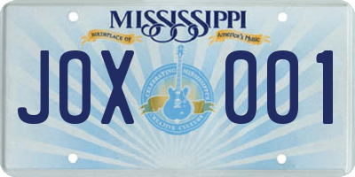 MS license plate JOX001