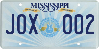 MS license plate JOX002