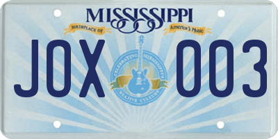 MS license plate JOX003