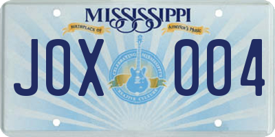 MS license plate JOX004