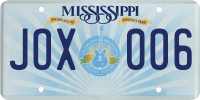 MS license plate JOX006