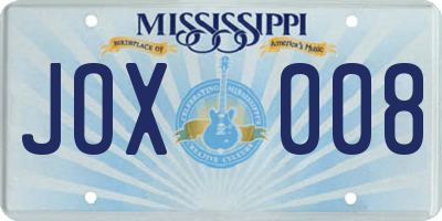 MS license plate JOX008