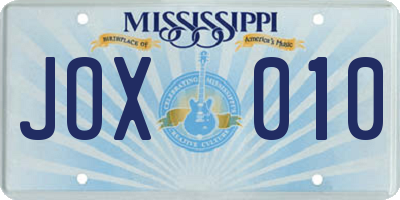 MS license plate JOX010