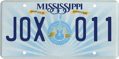 MS license plate JOX011