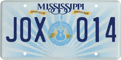 MS license plate JOX014