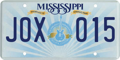MS license plate JOX015
