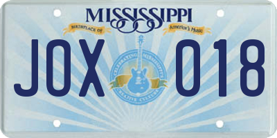 MS license plate JOX018