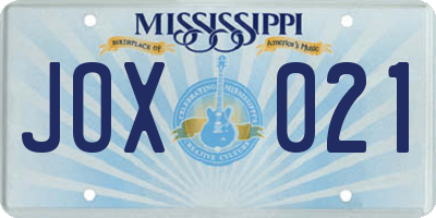 MS license plate JOX021