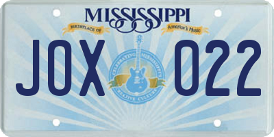 MS license plate JOX022