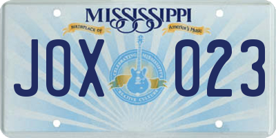 MS license plate JOX023