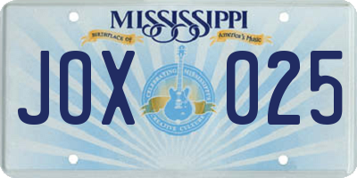 MS license plate JOX025