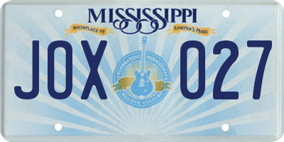 MS license plate JOX027