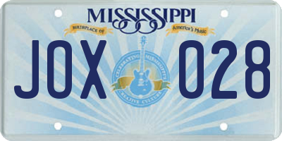 MS license plate JOX028