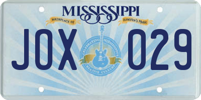 MS license plate JOX029