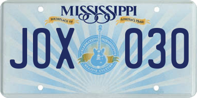 MS license plate JOX030