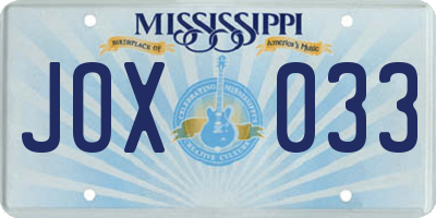 MS license plate JOX033