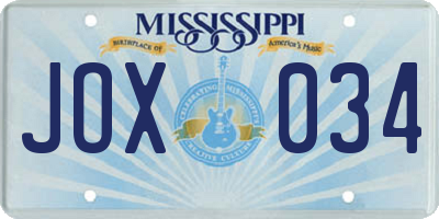 MS license plate JOX034