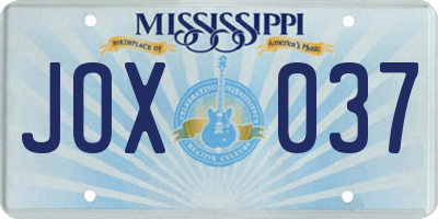 MS license plate JOX037