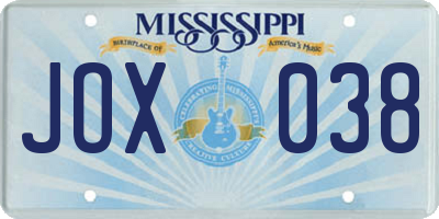 MS license plate JOX038