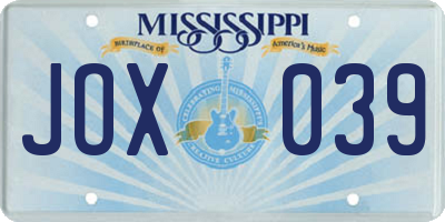 MS license plate JOX039