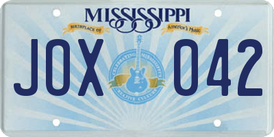 MS license plate JOX042