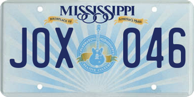 MS license plate JOX046