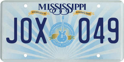 MS license plate JOX049