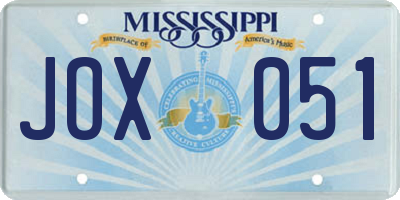 MS license plate JOX051