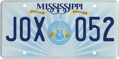 MS license plate JOX052