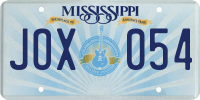 MS license plate JOX054