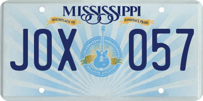MS license plate JOX057
