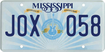 MS license plate JOX058